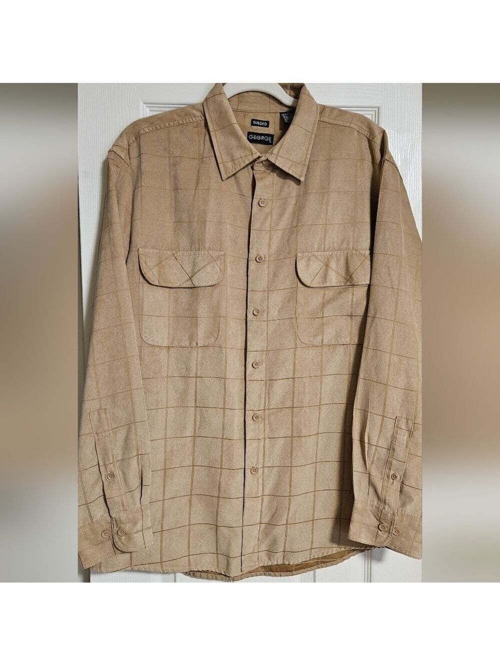 George Men's Tan Suede Shirt Size Large